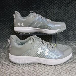 Under Armour Yard Turf Mens Baseball Cleats Shoes Gray White 3025593 102 Sz 10.5